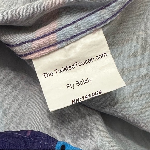 Twisted Toucan Hawaiian Shirt Miami Nights Vice City Neon Retro Sunset Palm Tree - Picture 7 of 8